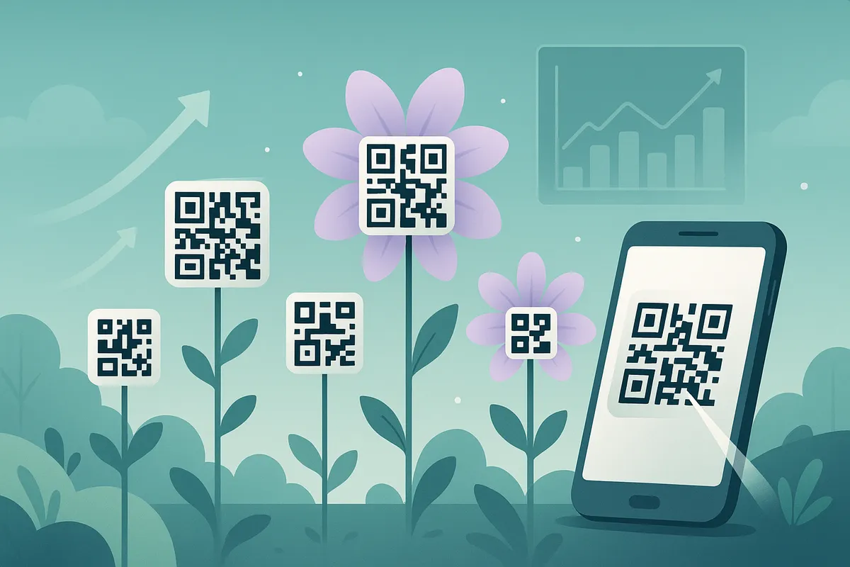 QR codes growing like flowers with analytics